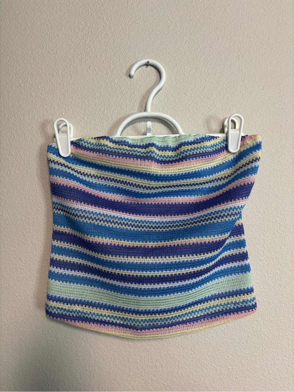 SHEIN Striped Knit Tube Skirt - Blue, Pink, Green